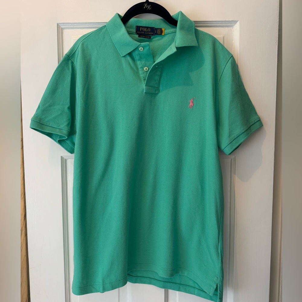 Ralph Lauren Teal Polo Shirt Custom Slim Fit